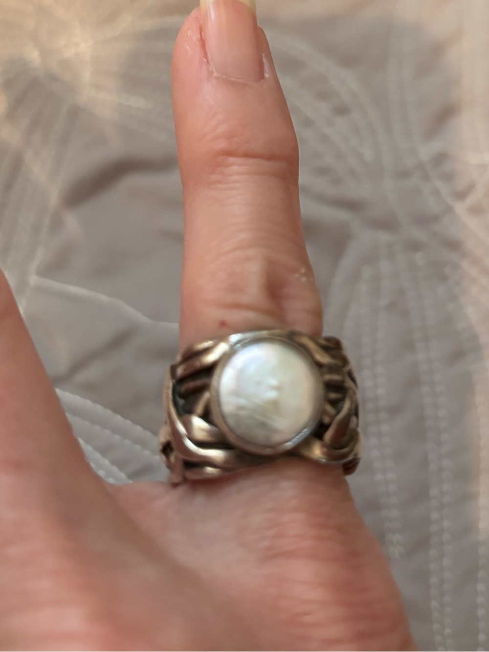 Silpada Mermaid sterling silver pearl ring